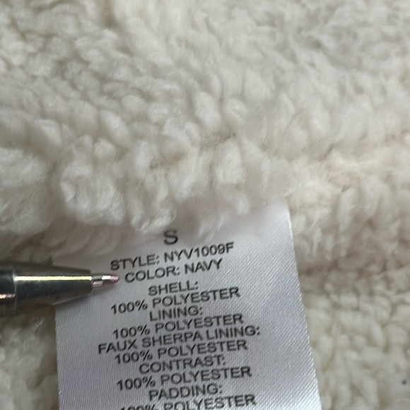 Ci Sono Navy Faux Sherpa Lined Front Zippered Mixed Material Puffer Vest Small - Picture 7 of 12